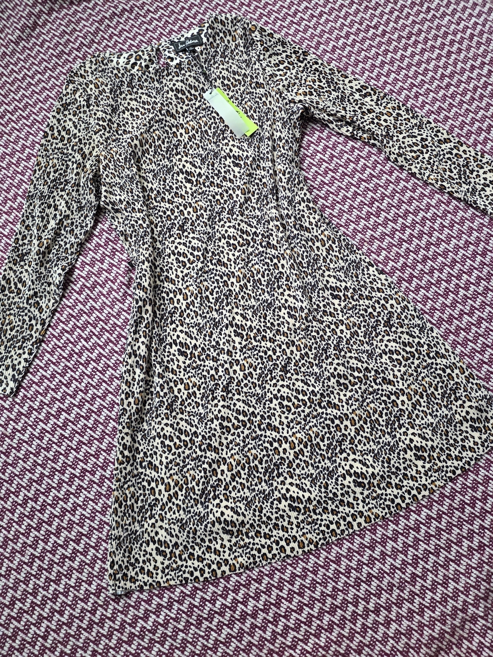 Sam Edelman Leopard Print Long Sleeve Dress - Brown/Black/Cream